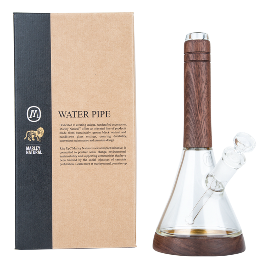 Elevate your collection with the Marley Natural Water Pipe from Vivant. Perfectly marrying form and function, this borosilicate glass and black walnut piece offers a smooth, sophisticated experience.