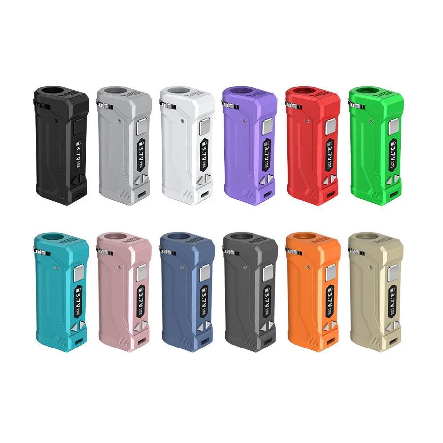 Yocan UNI Pro 2.0 Metal Body Box Mod vaporizer with universal cartridge compatibility.