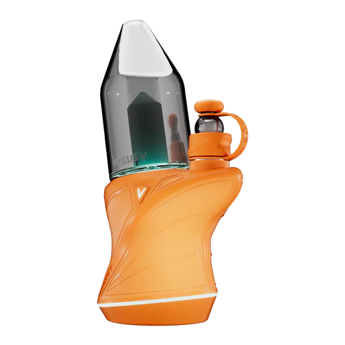 Focus V eva-style ergonomics meets tech: Carta Sport rig in silicone sleeve, topped with geometric glass water attachment—stylish and functional.