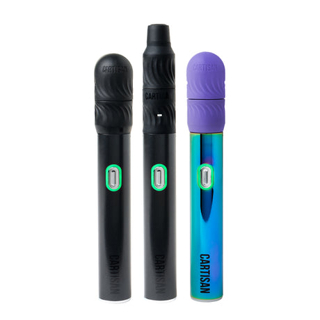 Flex dual-use vaporizer for wax and dry herb with ceramic and stainless steel chambers.