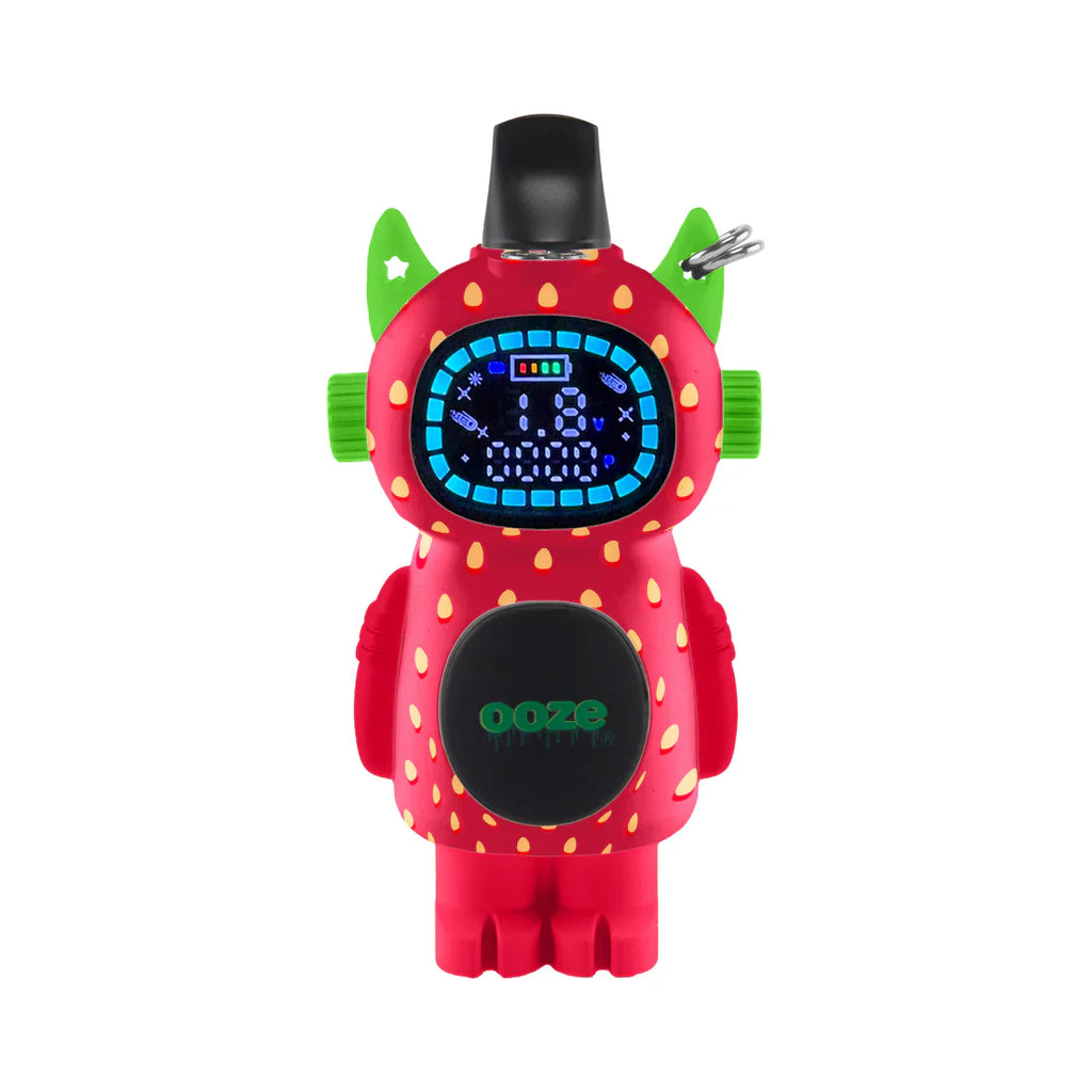 Fun robot-shaped Ooze Bot vaporizer battery, 650 mAh long battery life, dual 510 thread loading and auto shut-off in stock at Vivant.