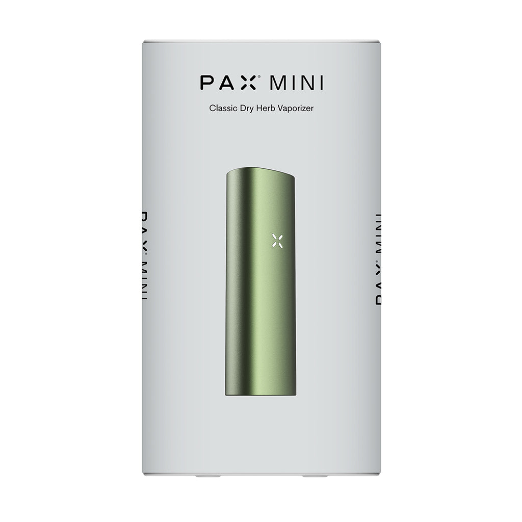 Premium PAX Mini 2 dry herb vaporizer with conduction heating, flat and raised mouthpieces, and replacement parts