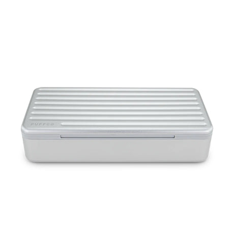 PuffCo Pivot travel case with aluminum exterior and magnetic lid for secure vape accessory storage