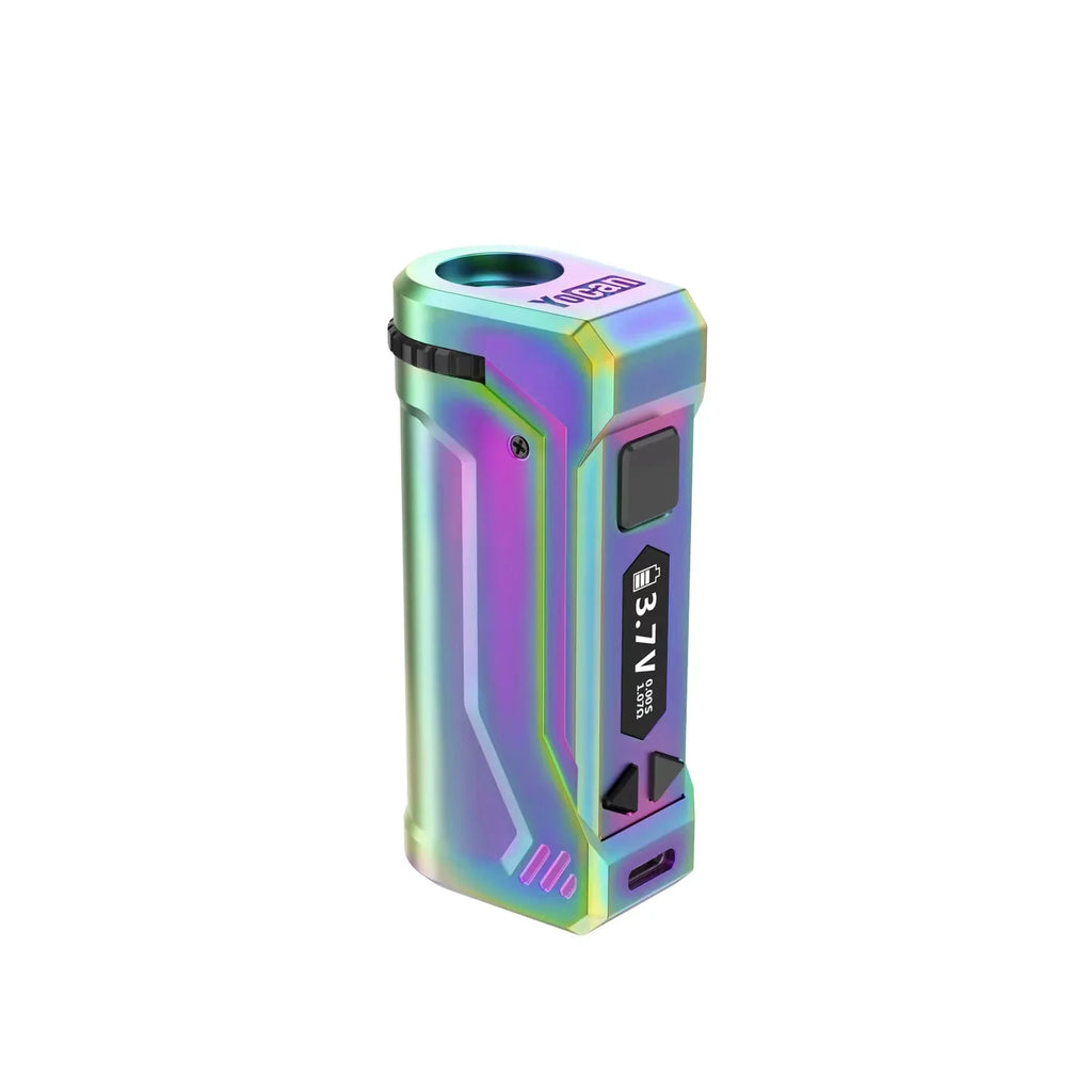 Sleek metal Yocan UNI Pro 2.0 box mod available at Vivant Online Vaporizer Shop.