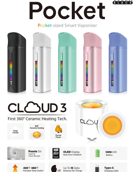 Yocan Black Pocket Concentrate Vaporizer with precision temperature control and ceramic heating element